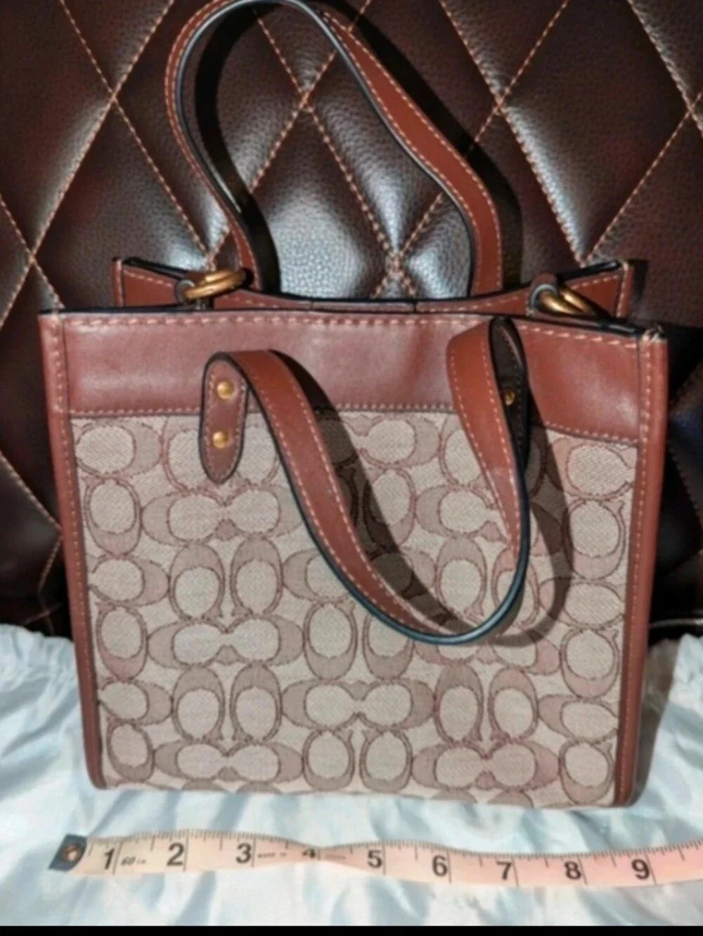 Coach Field Tote 22 Signature Jacquard Canvas & Leather 9